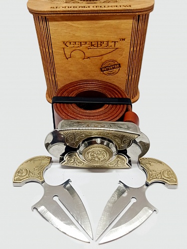 Ремень с Ножами KEEPERBELT.модель «Рыбалка» - серия «Laser Brass»