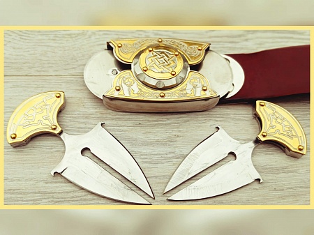 Пряжка-нож пояс «Сварог» - серия «Elit / Zlatoust. Златоустовская роспись»