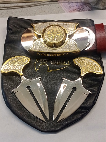 Пряжка-нож пояс «РозаВетров» - серия «GOLD/ Zlatoust. Златоустовская роспись»