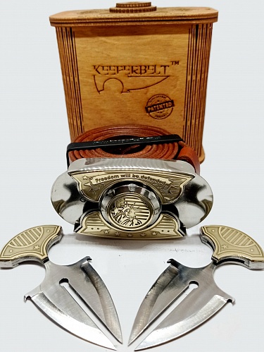 Ремень с Ножами KEEPERBELT.модель «Америка2» - серия «Laser Brass»