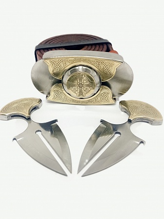 Ремень с Ножами KEEPERBELT.модель «КельтскийКрест» - серия «Laser Brass»