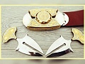 Пряжка-нож пояс «Готика» - серия «GOLD / Zlatoust. Златоустовская роспись»