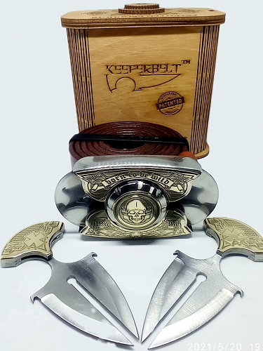 Ремень с Ножами KEEPERBELT.модель «Байкер-1» - серия «Laser Brass»